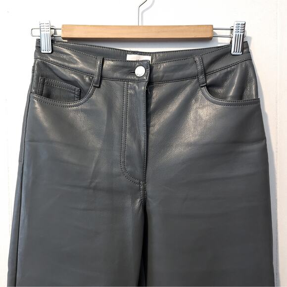 Aritzia Wilfred The Melina Faux Leather Grey Argentique Pants Size 2 - Picture 4 of 7